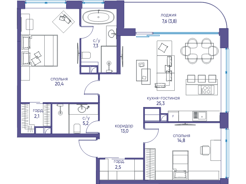 3 ккв (Евро) 93,8 м²