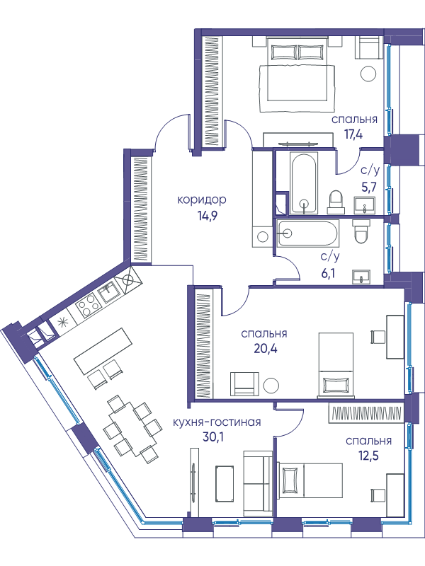 4 ккв (Евро) 107,1 м²