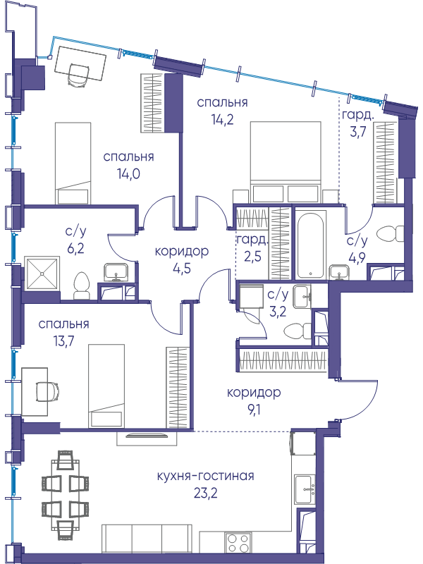 4 ккв (Евро) 99,2 м²