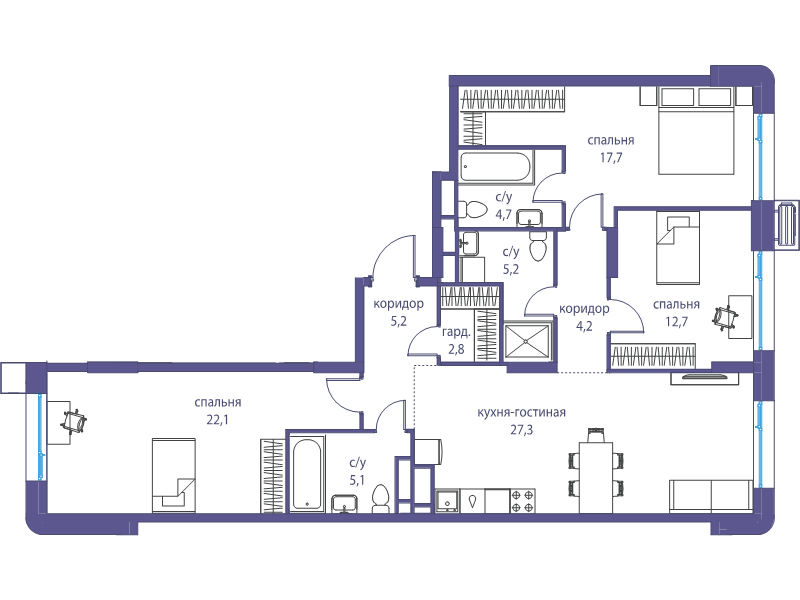 4 ккв (Евро) 107 м²