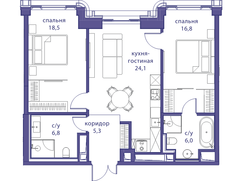 3 ккв (Евро) 77,5 м²