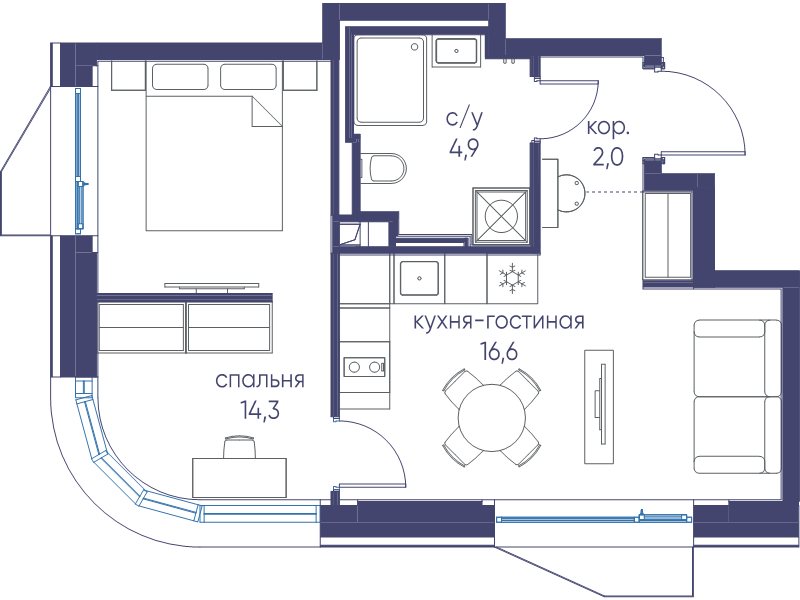 2 ккв (Евро) 37,8 м²