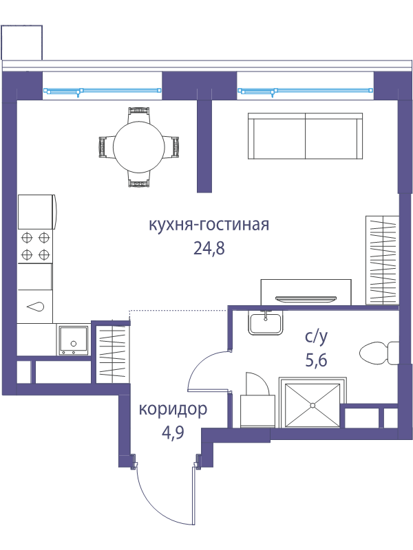 Студия 35,3 м²
