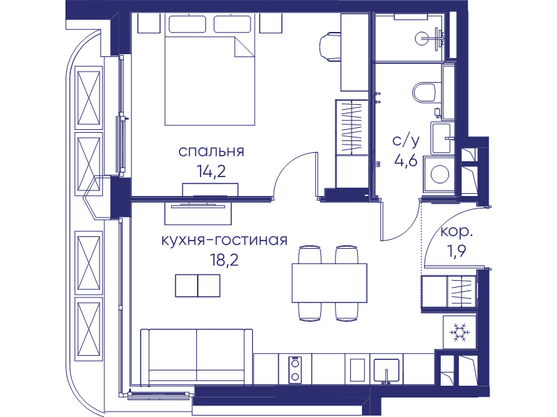 2 ккв (Евро) 38,9 м²