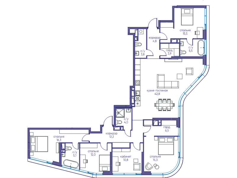 6 ккв (Евро) 158,3 м²
