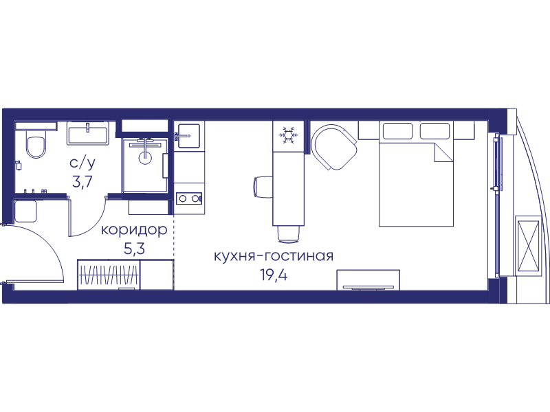 Студия 28,4 м²