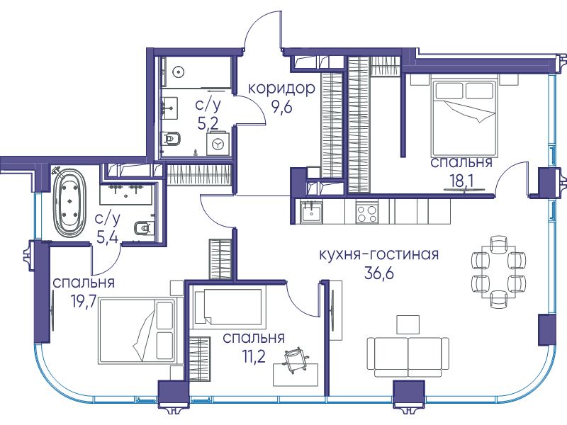 4 ккв (Евро) 105,8 м²