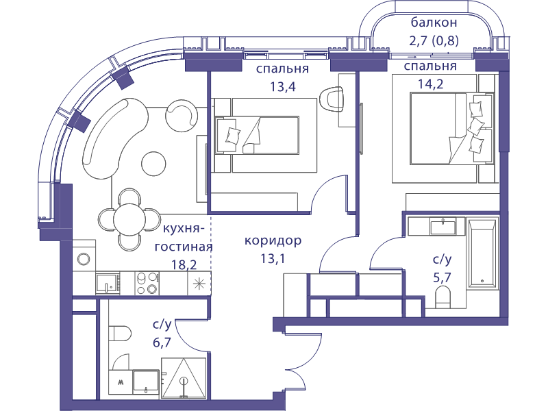 3 ккв (Евро) 72,1 м²
