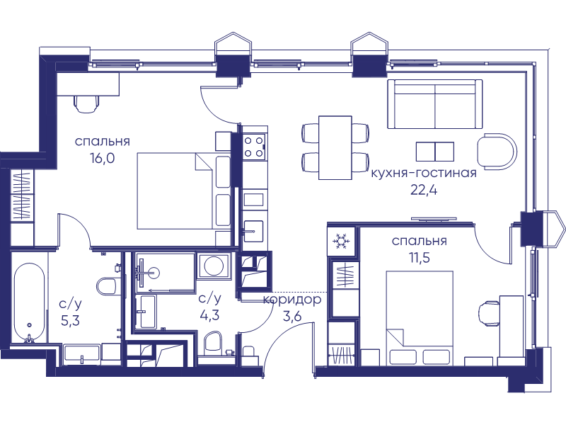 3 ккв (Евро) 63,1 м²
