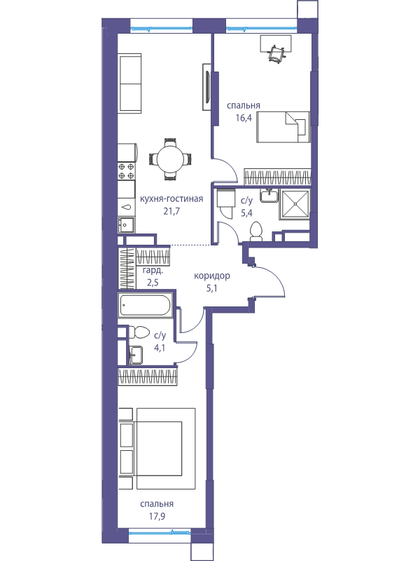 3 ккв (Евро) 73,1 м²