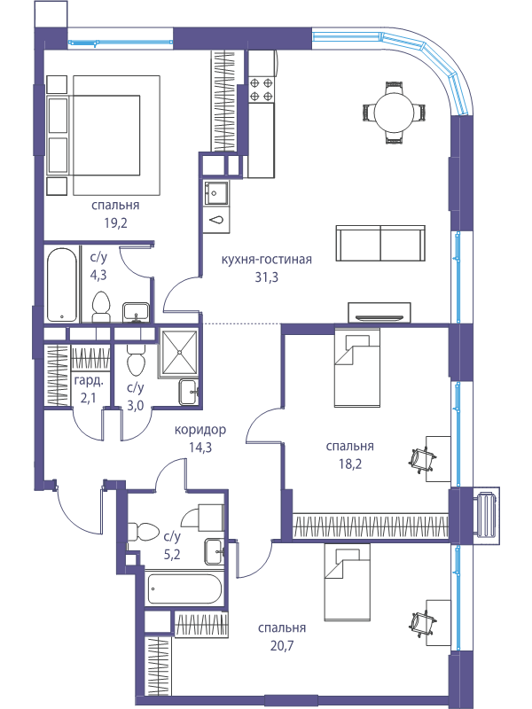 4 ккв (Евро) 116,9 м²