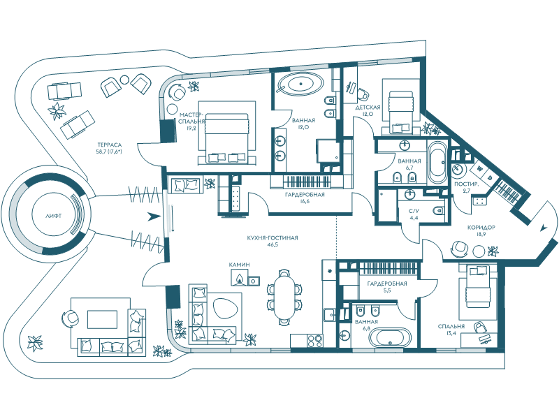 4 ккв (Евро) 182,3 м²