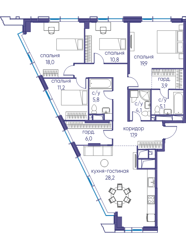 5 ккв (Евро) 130,9 м²