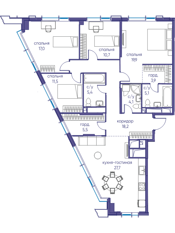 5 ккв (Евро) 129 м²