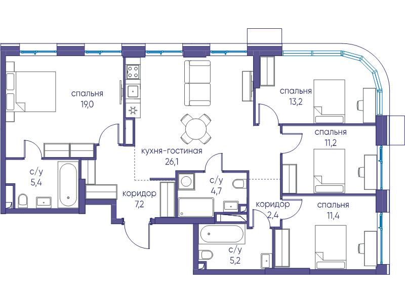 5 ккв (Евро) 105,8 м²