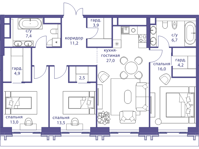 4 ккв (Евро) 110,3 м²