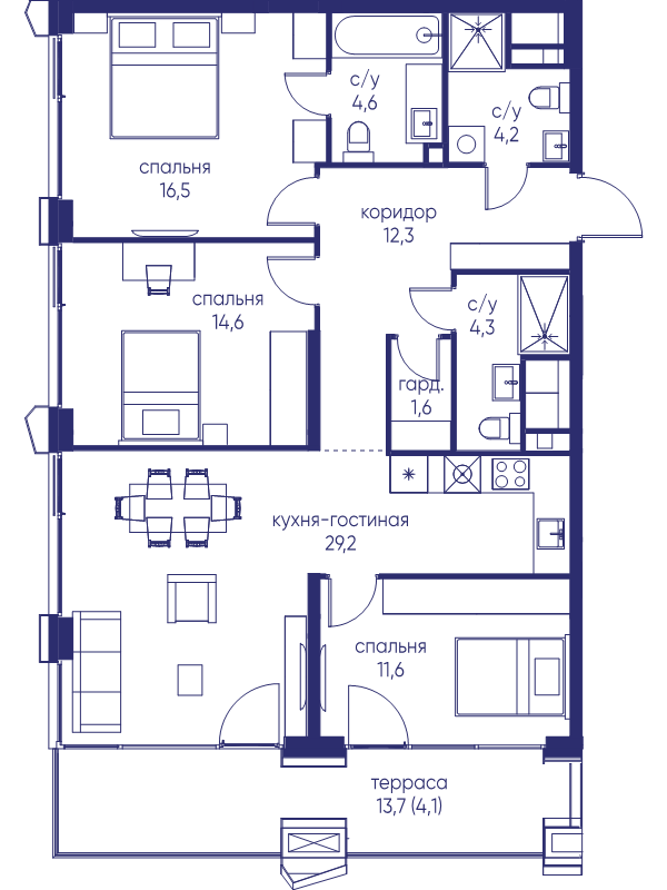 4 ккв (Евро) 103 м²
