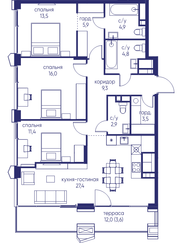 4 ккв (Евро) 103,2 м²