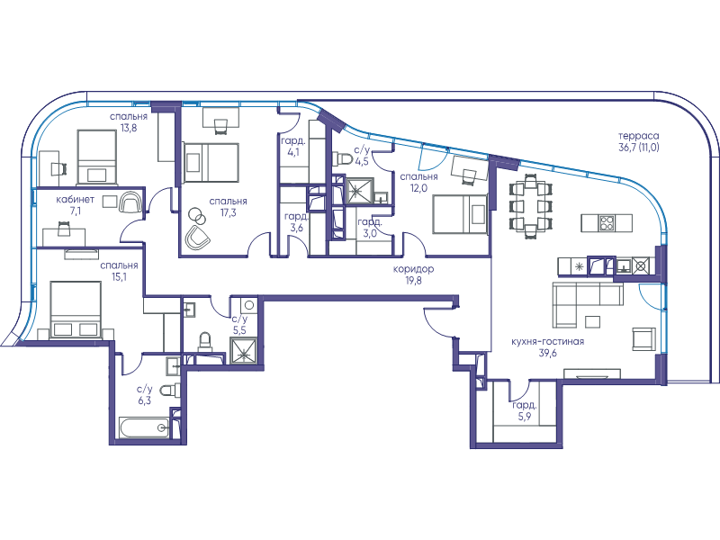 6 ккв (Евро) 170,9 м²