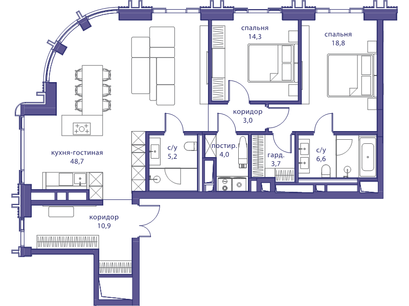 3 ккв (Евро) 115,2 м²