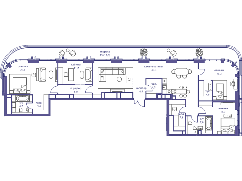 5 ккв (Евро) 188,6 м²
