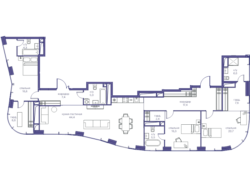 4 ккв (Евро) 163 м²