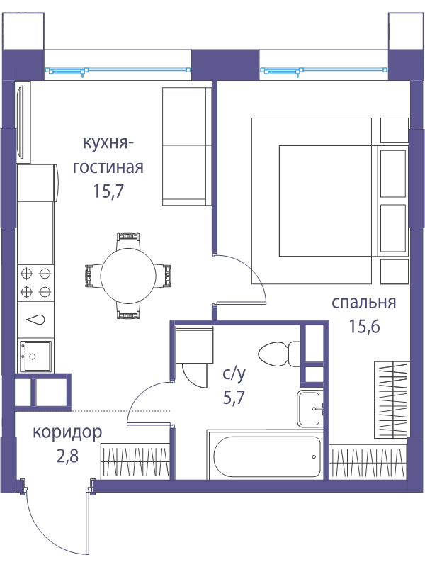 2 ккв (Евро) 39,8 м²