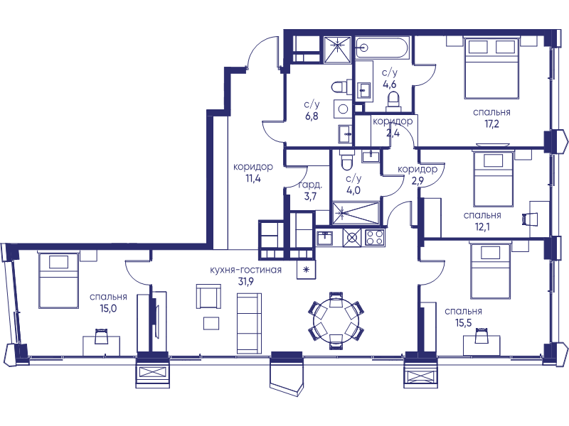 5 ккв (Евро) 127,5 м²