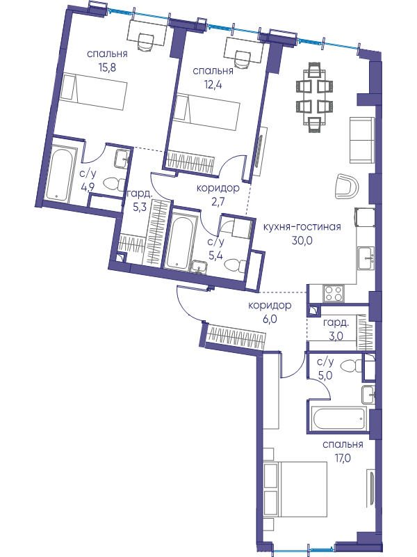4 ккв (Евро) 107,5 м²