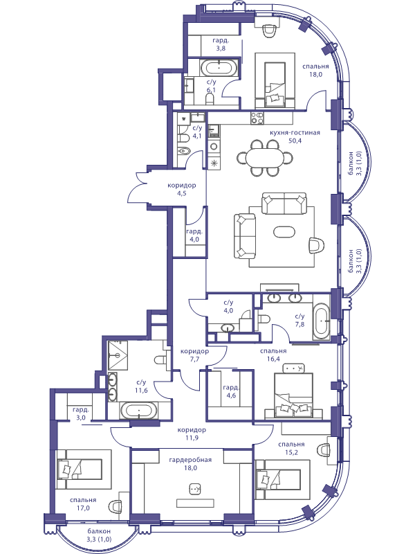 5 ккв (Евро) 211,1 м²
