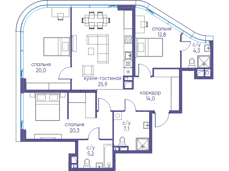 4 ккв (Евро) 109,7 м²