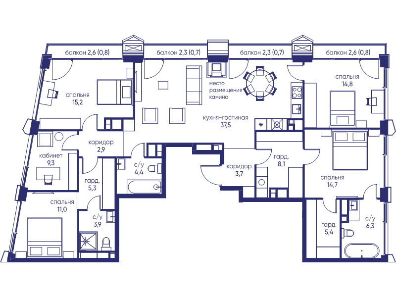 6 ккв (Евро) 145,5 м²