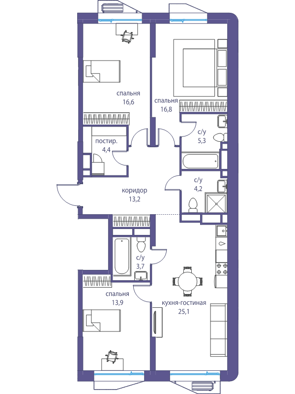 4 ккв (Евро) 103,2 м²