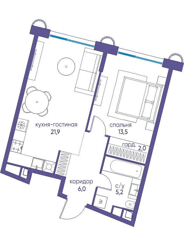 2 ккв (Евро) 48,6 м²