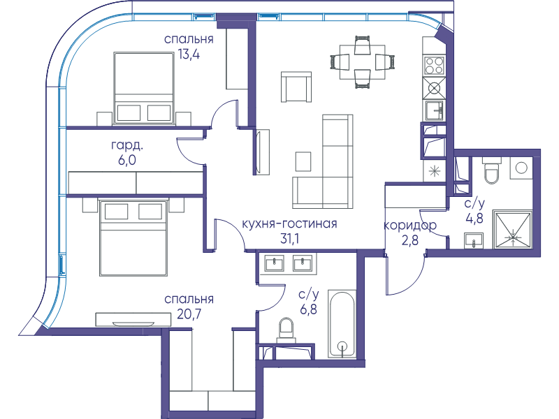 4 ккв 149,5 м²