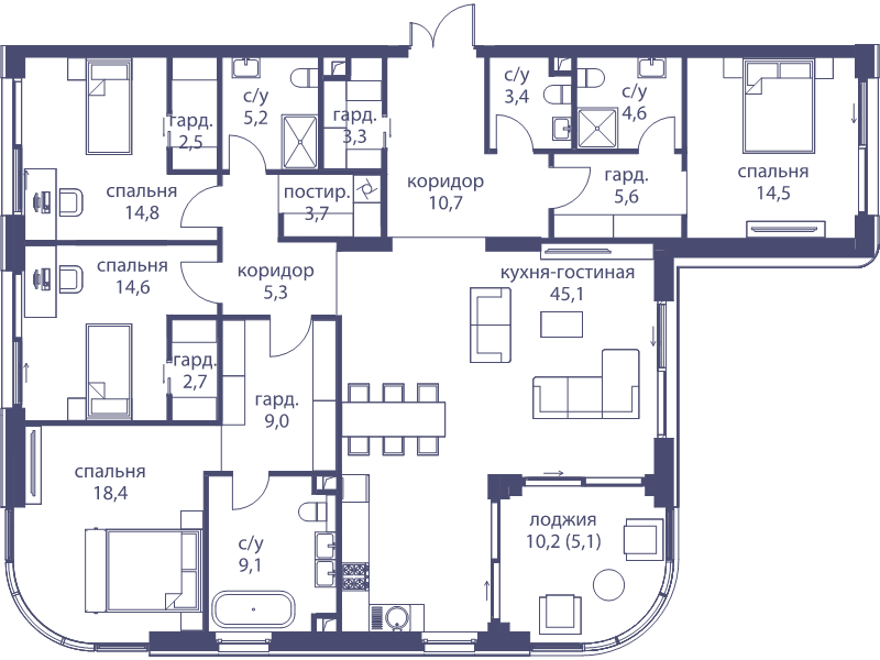 5 ккв (Евро) 177,6 м²