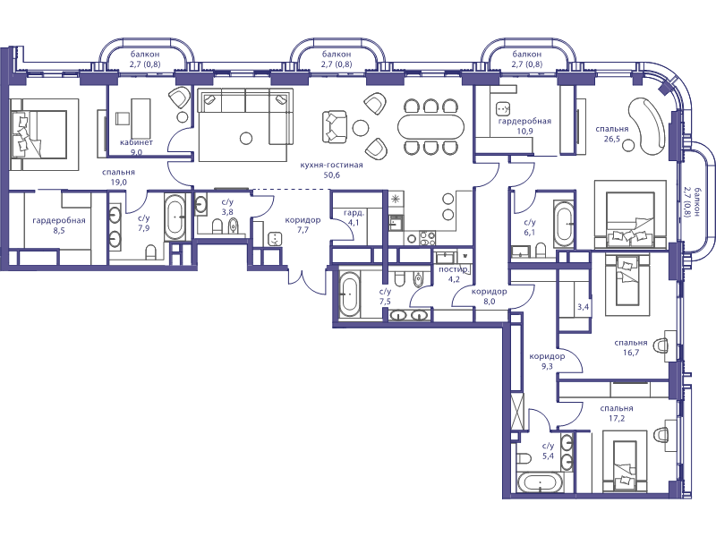 5 ккв (Евро) 231,6 м²