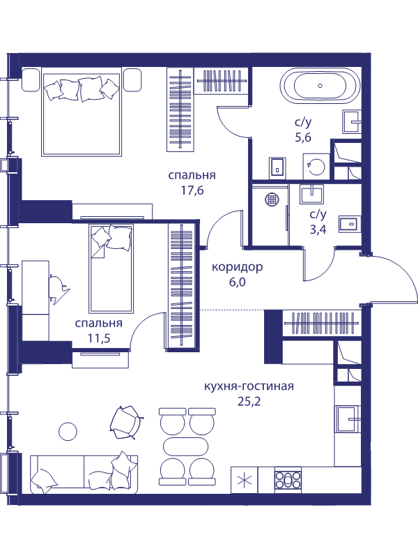3 ккв (Евро) 69,3 м²