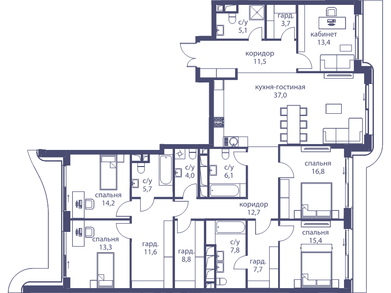 6 ккв (Евро) 194,6 м²