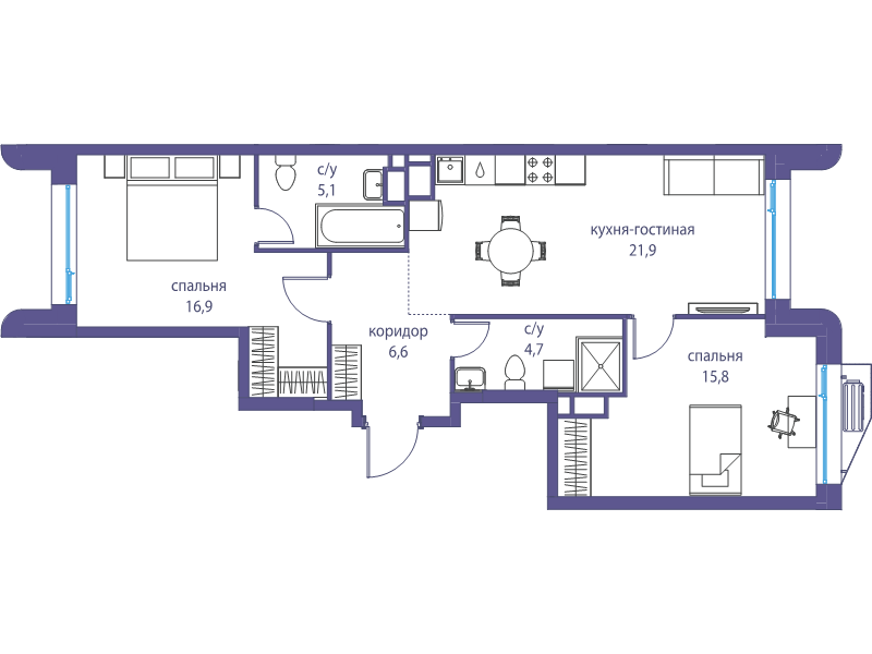 3 ккв (Евро) 71 м²