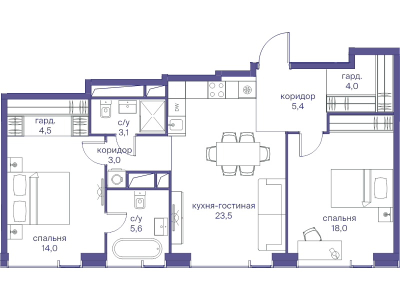 3 ккв (Евро) 81,1 м²