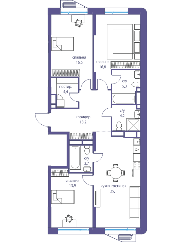 4 ккв (Евро) 103,2 м²