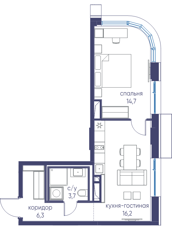 2 ккв (Евро) 40,9 м²