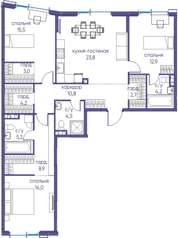 4 ккв (Евро) 109,7 м²
