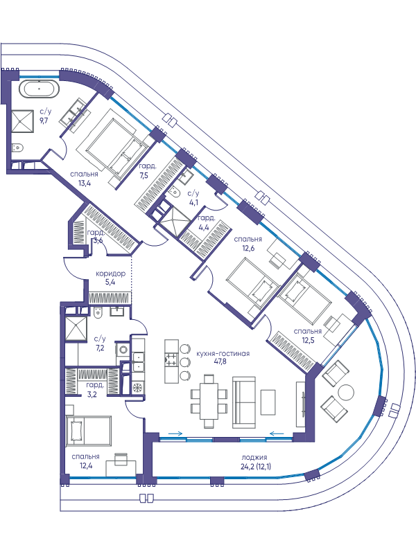 5 ккв (Евро) 155,7 м²