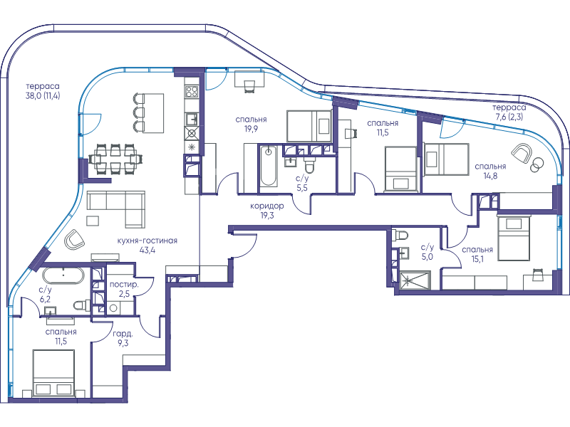 6 ккв (Евро) 181,7 м²