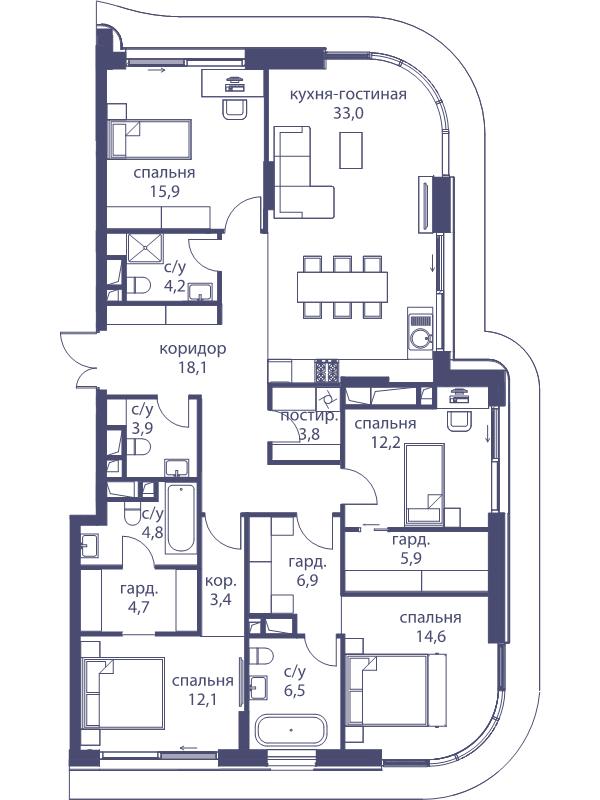 5 ккв (Евро) 150,1 м²
