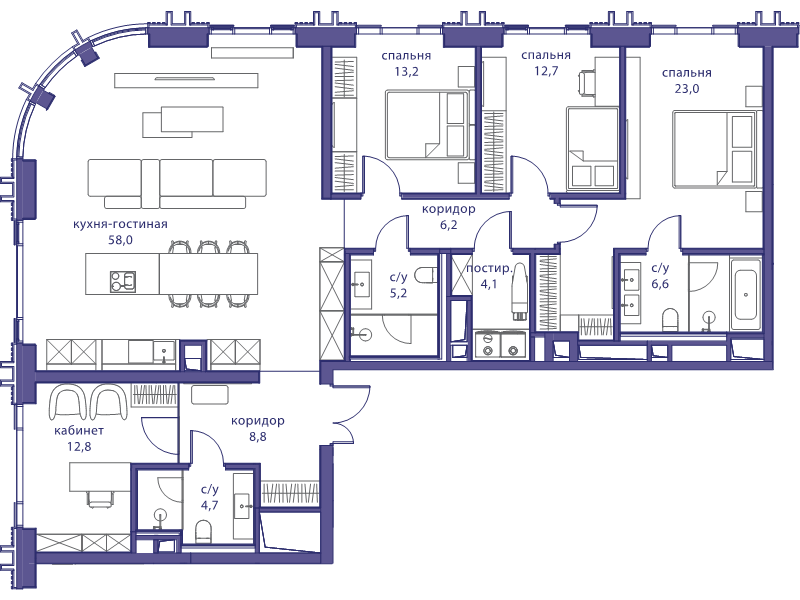 5 ккв (Евро) 155,3 м²