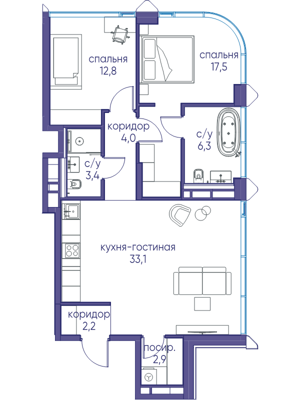 2 ккв 82,2 м²