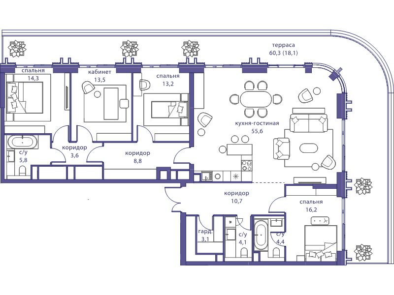 5 ккв (Евро) 168,7 м²